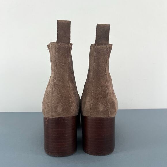 Chocolat Blu Veera Suede Taupe Brown Chunky Heel Platform Booties - Picture 7 of 10